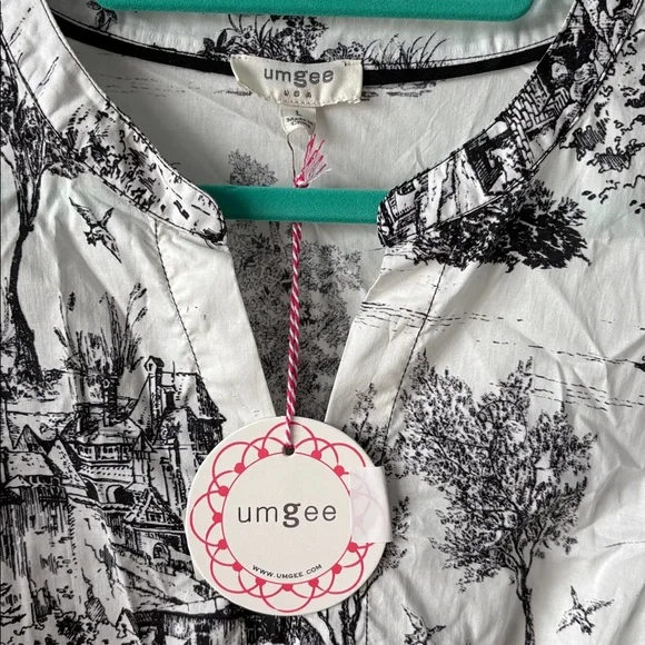 NWT Umgee Black and White Toile Print Midi Dress - Picture 2 of 5